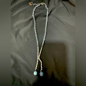 Sabika necklace. 16 inch chain. Chain has a very light blue hue. Unique!